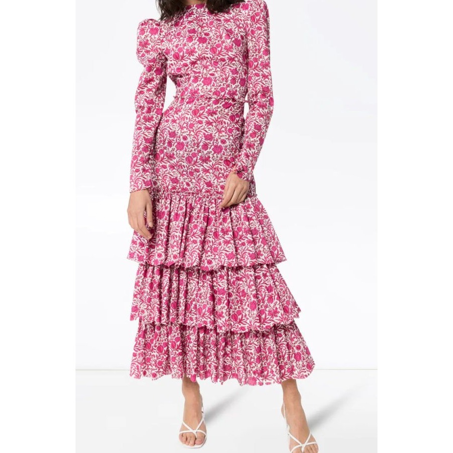 Nwt The Vampire's Wife The Liberty Dress 3/4 Fuchsia Sambourne Cotton Silk Sz 10 — image 2 of 8